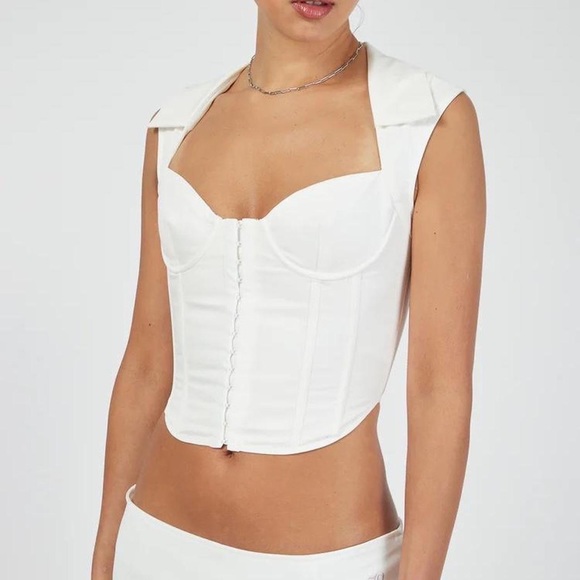 Danielle Guizio White Collared Bustier Corset Top size XS - Picture 1 of 5
